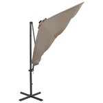 vidaXL Parasol déporté avec mât et lumières LED Taupe 300 cm