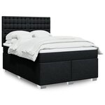 vidaXL Sommier à lattes de lit avec matelas Noir 140x190 cm Tissu