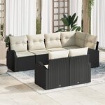 vidaXL Ensemble de Canapés de Jardin 7 pièces avec Coussins en Poly Rattan Noir