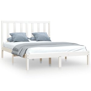 vidaXL Cadre de lit Blanc Bois de pin massif 140x190 cm