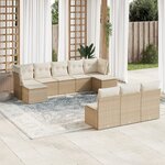 vidaXL Salon de jardin avec coussins 10 Pièces beige résine tressée
