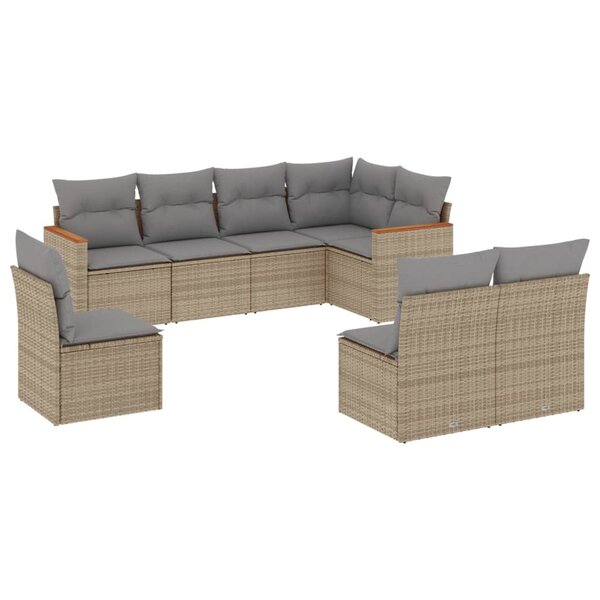 vidaXL Salon de jardin avec coussins 8Pièces mélange beige résine tressée