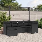 vidaXL Salon de jardin 6 Pièces avec coussins noir résine tressée