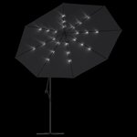 vidaXL Parasol déporté avec lumières LED Noir 350 cm