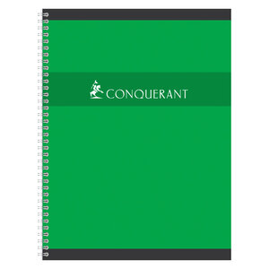 Cahier spirale conquérant sept a4+ 24 x 32 cm - grands carreaux - 180 pages - super conquerant