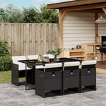 vidaXL Ensemble à manger de jardin coussins 7Pièces Noir Résine tressée