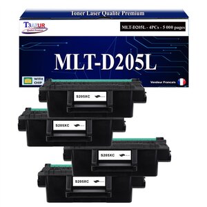 T3AZUR - 4x Toners compatibles avec Samsung MLT-D205L MLTD205L pour Samsung ML3300 ML3310 ML3310D ML3310DK ML3310ND ML3310NDK ML3312ND