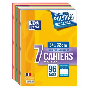 Lot 7 cahiers openflex agrafes 24x32 96P 90G Seyes