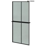 vidaXL Paroi de douche avec étagère Noir 90x195 cm Verre ESG&Aluminium
