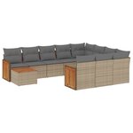 vidaXL Salon de jardin 11 Pièces avec coussins beige résine tressée