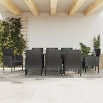vidaXL Ensemble à manger de jardin 9 Pièces noir résine tressée et acier