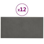 vidaXL Panneaux muraux 12 Pièces Gris foncé 30x15 cm Velours 0 54 m²