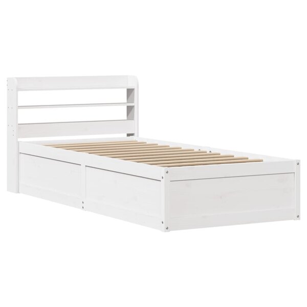vidaXL Cadre de lit avec tête de lit blanc 90x190cm bois de pin massif
