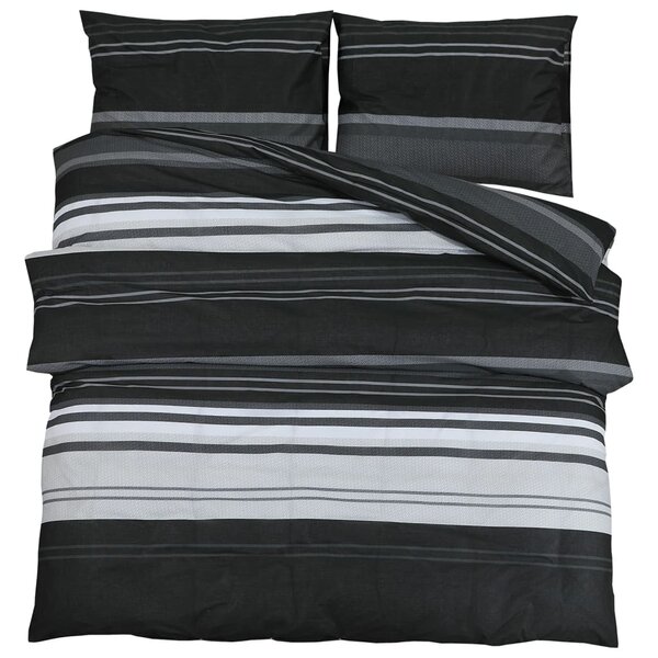 vidaXL Ensemble de housse de couette noir et blanc 135x200 cm Coton