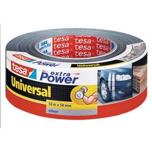 Extra Power Universal ruban adhésif, 48 mm x 50 m, tissu renforcé, argent (rouleau 50 mètres)