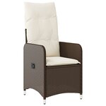 vidaXL Ensemble de Dînette de Jardin 7 Pièces avec Coussins Marron Poly Rotin