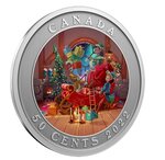 Pièce de monnaie 50 Cents Canada Le traîneau du Père Noël 2022 BU