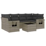 vidaXL Salon de jardin avec coussins 7 Pièces gris résine tressée