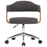 Chaise fauteuil siège pivotante de bureau informatique étude bois courbé et tissu gris 02_0024106