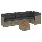 vidaXL Salon de jardin avec coussins 7 Pièces gris résine tressée
