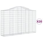 vidaXL Paniers à gabions arqués 20 Pièces 200x30x120/140 cm Fer galvanisé