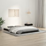 vidaXL Cadre de lit sans matelas noir 135x190 cm bois de pin massif