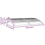 vidaXL Auvent de porte Gris 150x100 cm Polycarbonate