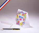 Carte double bouton d'or créée et imprimée en france - pour toi - couronne fleurie