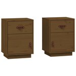 vidaXL Tables de chevet 2Pièces Marron miel 40x34x55cm Bois de pin massif
