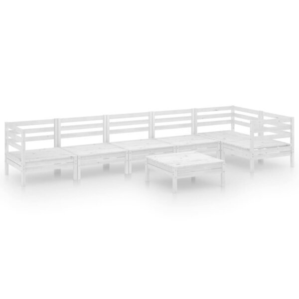 vidaXL Salon de jardin 7 Pièces Bois de pin massif Blanc