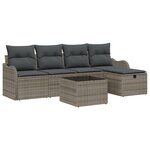 Ensemble de Canapés de Jardin vidaXL 6 Pièces avec Coussins Gris Rotin Poly