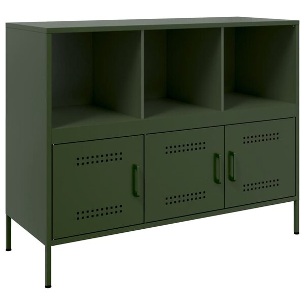 vidaXL Buffet vert olive 100 5x39x79 cm acier laminé à froid
