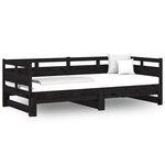 vidaXL Lit coulissant Noir Bois de pin solide 2x(90x190) cm