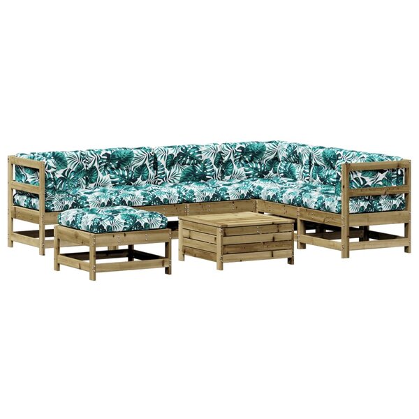 vidaXL Salon de jardin 8 Pièces avec coussins bois de pin imprégné