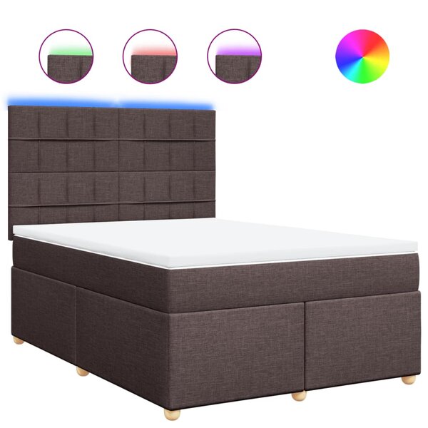 vidaXL Sommier à lattes de lit avec matelas Marron foncé 140x190 cm