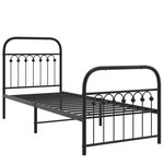 vidaXL Cadre de lit métal avec tête de lit/pied de lit noir 75x190 cm