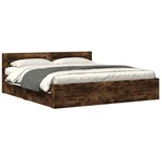 vidaXL Cadre de lit avec tête de lit chêne fumé 200x200 cm