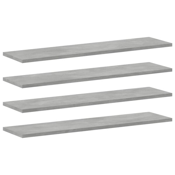 vidaXL Panneaux de bibliothèque 4 Pièces Gris béton 80x20x1 5cm Aggloméré