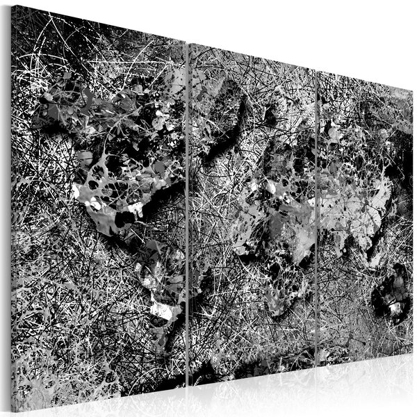 Tableau -  world map: grey thread l x h en cm 120x80