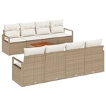 vidaXL Ensemble de Canapé de Jardin 9 pièces avec Coussins Beige Rattan Poly Acacia