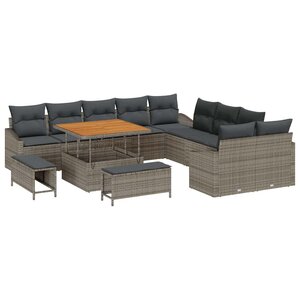 vidaXL Ensemble de canapé de jardin 13 Pièces Gris clair et gris foncé