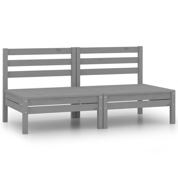 vidaXL Canapés centraux de jardin 2 Pièces gris bois de pin massif