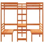 vidaXL Lit mezzanine avec bureau et chaises brun cire 90x200 cm pin