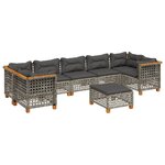 vidaXL Salon de jardin 8 Pièces avec coussins gris résine tressée