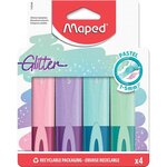Surligneur fluo'peps glitter pastel  étui carton de 4 maped