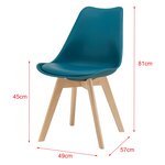 Lot de 6 chaises de salle à manger similicuir hêtre turquoise 03_0006784