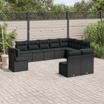 vidaXL Salon de jardin 10 Pièces avec coussins noir résine tressée