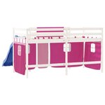 vidaXL Lit mezzanine enfants et rideaux rose 80x200cm bois pin massif