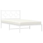 vidaXL Cadre de lit métal avec tête de lit blanc 107x203 cm