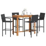 vidaXL Ensemble de bar de jardin 5 Pièces noir bois massif acacia rotin
